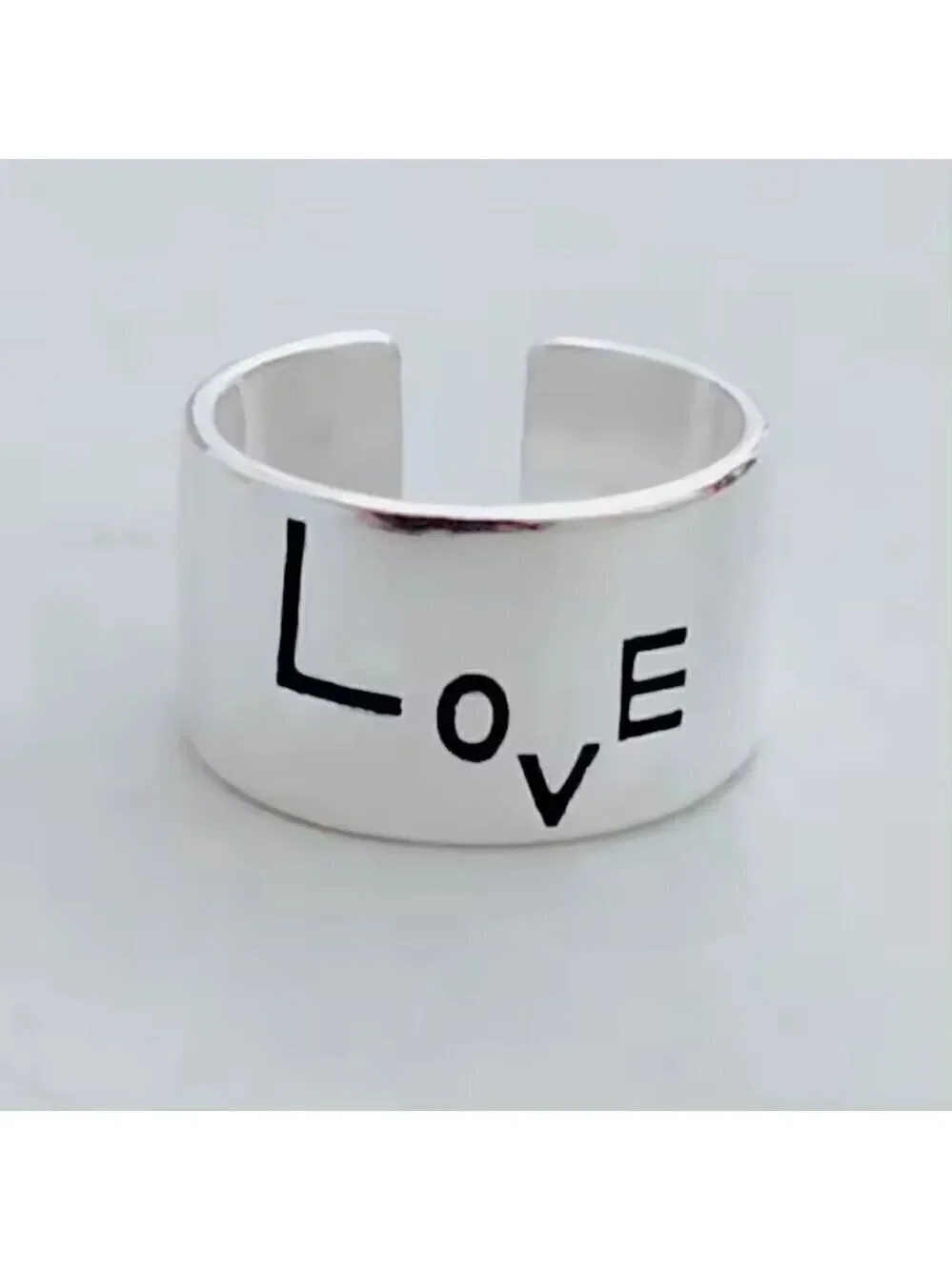 925 Sterling LOVE Boho Band Adjustable Ring #1377